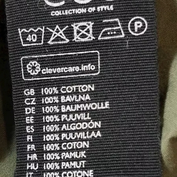 COS Button-up 100% Cotton High Rise Relaxed Everyday Chinos In Khaki Green M - Picture 10 of 12